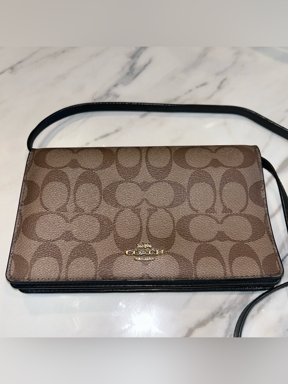 Coach EUC Anna Fold over Clutch Crossbody Purse Detachable Leather Strap